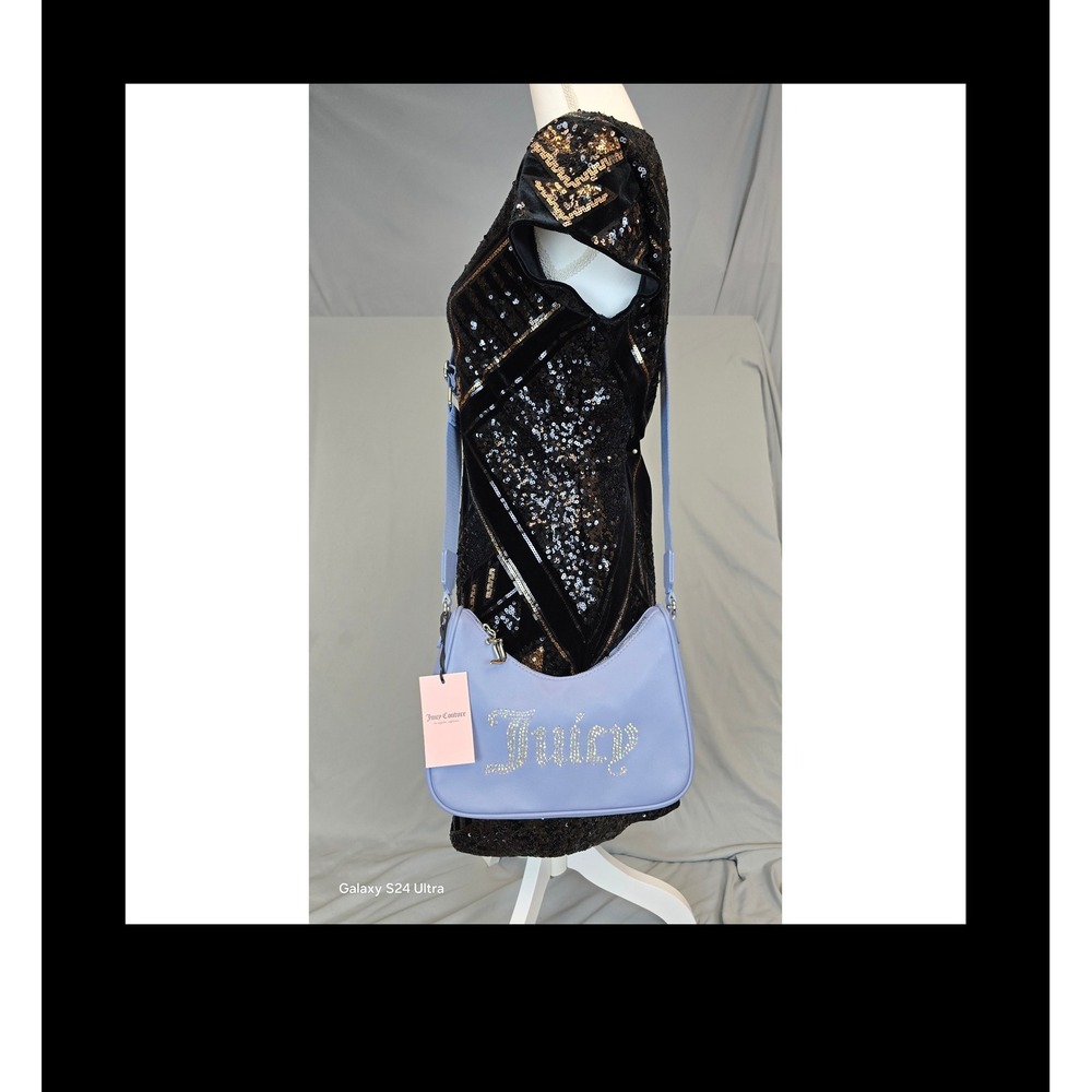 Juicy Couture Periwinkle Rhinestone Logo‎ Shoulder Bag NWT Y2K Baguette Purse